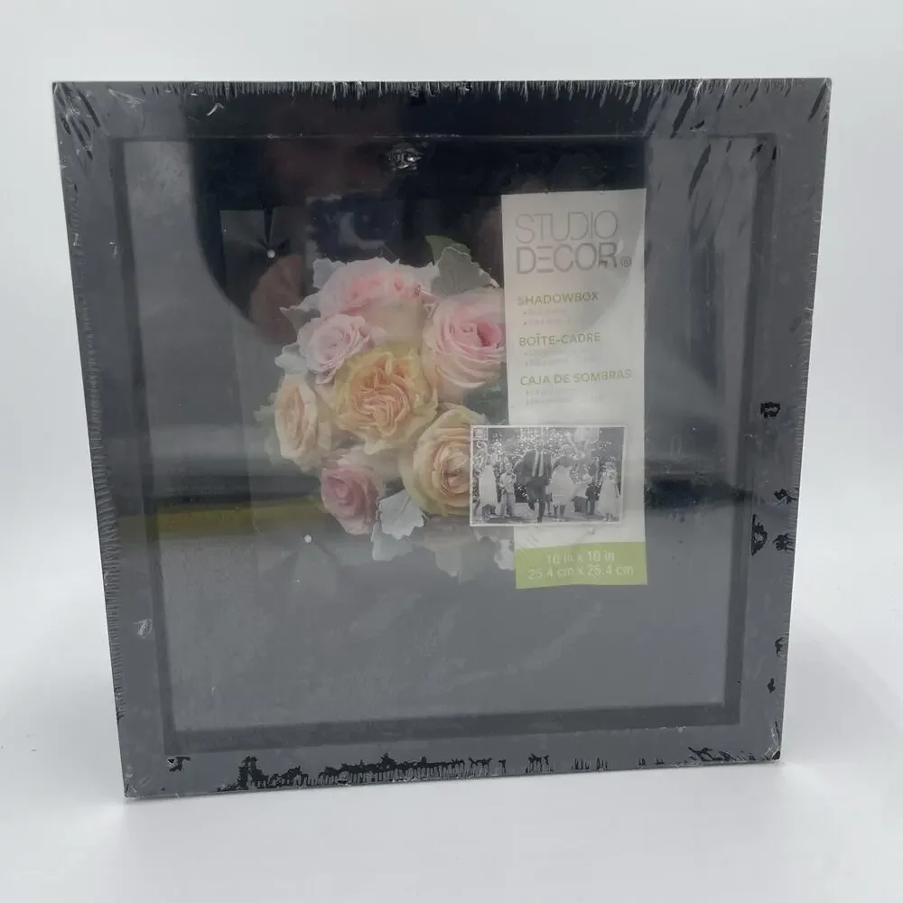 11.25 x 11.25 x 4.5 Shadowbox Black Clear Plastic Front Memory Box Wall Display